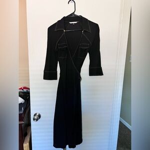 Diane Von Furstenberg Black Collared Wrap Dress